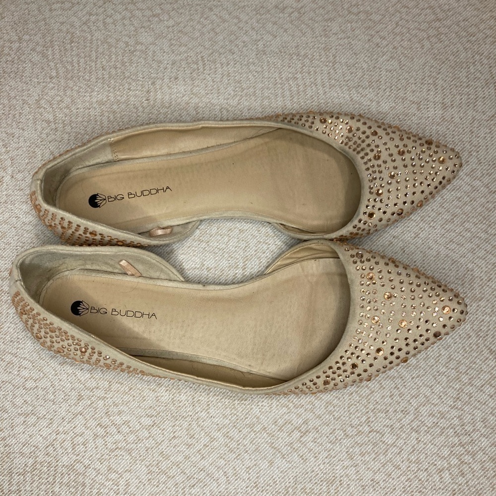Big Buddha Studded Rose Gold Flats Size 9 - Picture 2 of 8